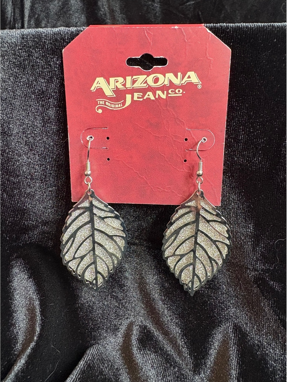 Arizona Jean Co. Leaf-Shaped Dangle Earrings with Glitter Detail